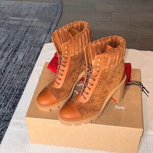 Christian Louboutin Tan Lace Up Boots